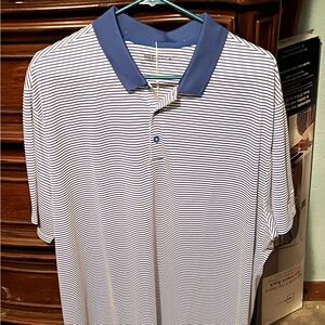 Nike Golf  2xl Men's Blue and White Striped Polo Shirt